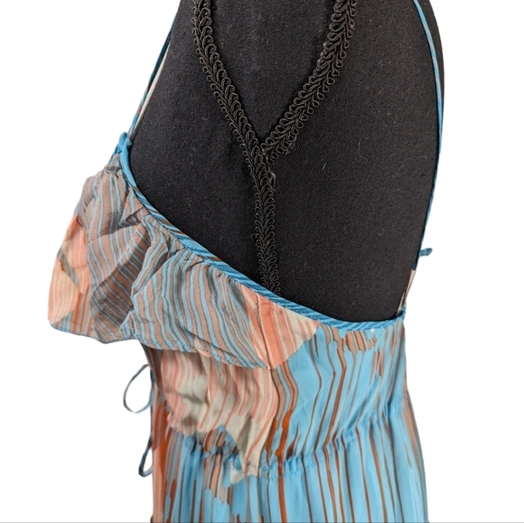 Ali Ro 100% SILK Flowy Fairycore Maxi Whimsical Ruffle Sun Dress Size 4 - Picture 5 of 7